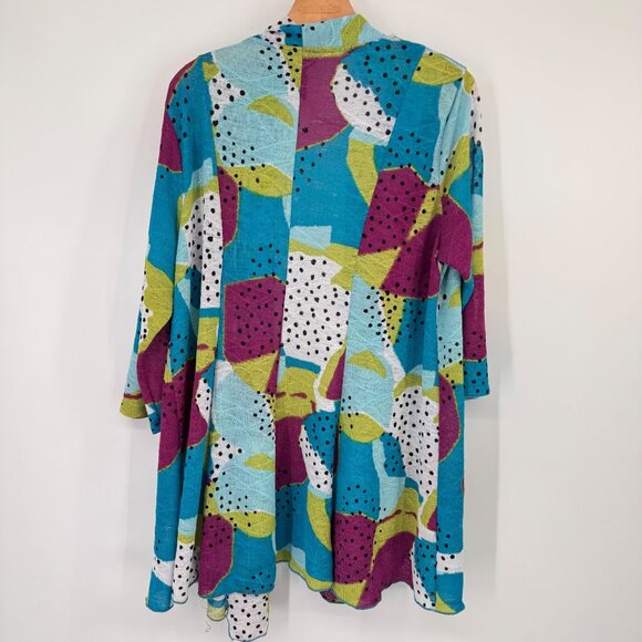 Ali Miles Womens Long knit Cardigan Jacket Multicolor t Pattern Front size XL - Picture 11 of 13